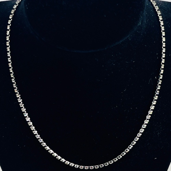 Wiesner Signed Tennis Necklace Rhinestone Crystal 15" Silver Tone MCM VTG RARE - Picture 2 of 16